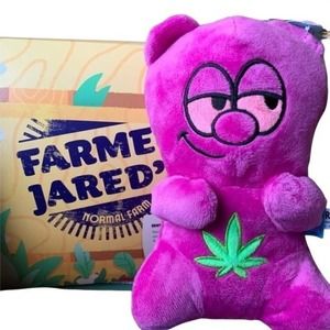 Bark 420 dog Chew toy Pink Heady teddy bear crinkle squeaker Plush Gift New